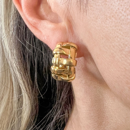 Vintage Tiffany & Co. Openwork Weave Hoops sold by Doyle and Doyle an antique and vintage jewelry boutique