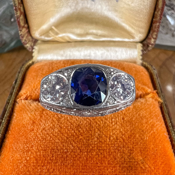 Art Deco Sapphire & Diamond Ring sold by Doyle and Doyle an antique and vintage jewelry boutique