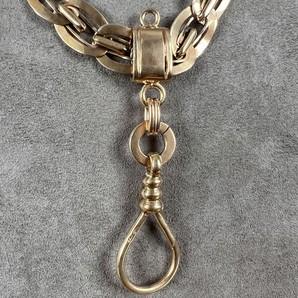 Antique Austro Hungarian Gold Watch Chain with sliding swivel clip, from Doyle & Doyle antique and vintage jewelry boutique