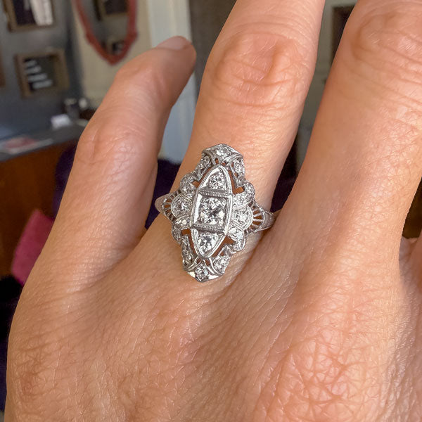 Art Deco Diamond Dinner Ring sold by Doyle and Doyle an antique and vintage jewelry boutique