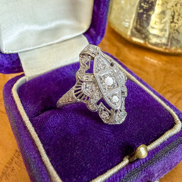 Art Deco Diamond Dinner Ring sold by Doyle and Doyle an antique and vintage jewelry boutique