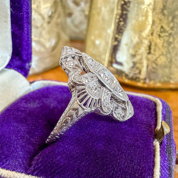 Art Deco Diamond Dinner Ring sold by Doyle and Doyle an antique and vintage jewelry boutique