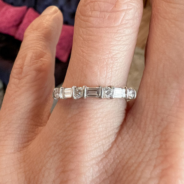 Vintage Baguette & Round Diamond Wedding Band Ring sold by Doyle and Doyle an antique and vintage jewelry boutique