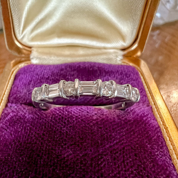 Vintage Baguette & Round Diamond Wedding Band Ring sold by Doyle and Doyle an antique and vintage jewelry boutique