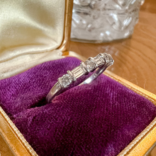 Vintage Baguette & Round Diamond Wedding Band Ring sold by Doyle and Doyle an antique and vintage jewelry boutique