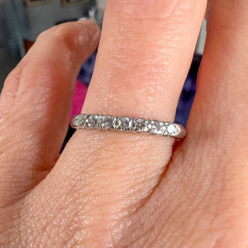 Vintage Diamond Wedding Band Ring sold by Doyle and Doyle an antique and vintage jewelry boutique