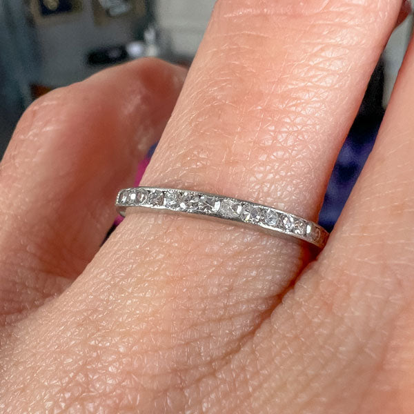 Art Deco Diamond Wedding Band Ring, Size 7. sold by Doyle and Doyle an antique and vintage jewelry boutique