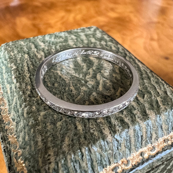 Art Deco Diamond Wedding Band Ring, Size 7. sold by Doyle and Doyle an antique and vintage jewelry boutique