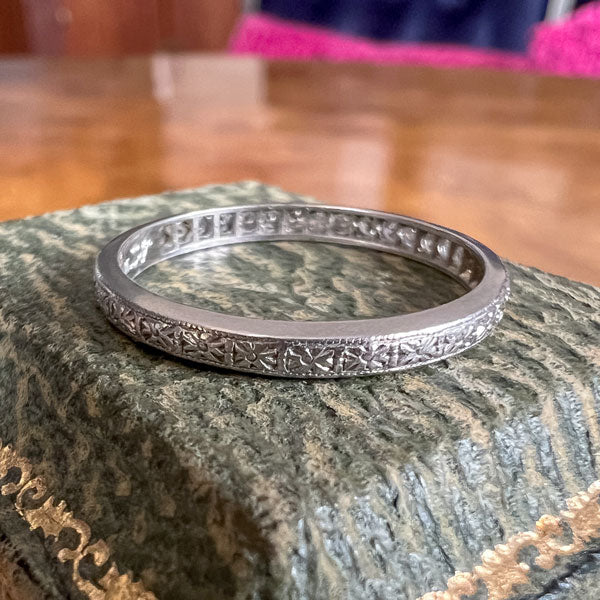 Art Deco Diamond Wedding Band Ring, Size 7. sold by Doyle and Doyle an antique and vintage jewelry boutique