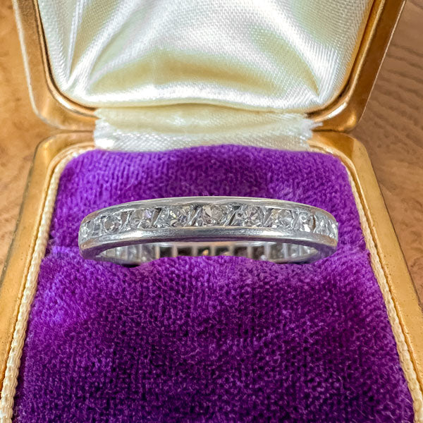 Vintage Diamond Eternity Wedding Band Ring sold by Doyle and Doyle an antique and vintage jewelry boutique 