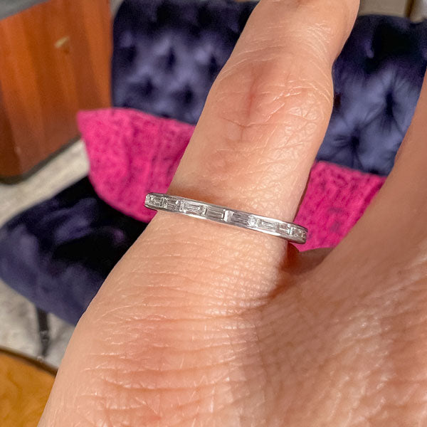 Vintage Baguette Diamond Eternity Wedding Band Ring sold by Doyle and Doyle an antique and vintage jewelry boutique