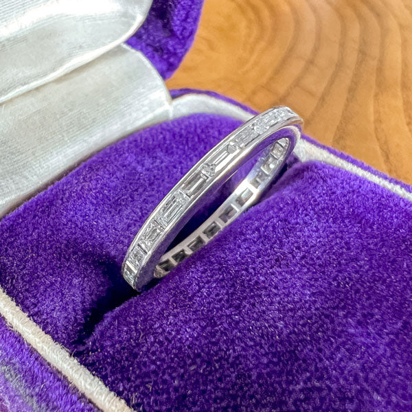Vintage Baguette Diamond Eternity Wedding Band Ring sold by Doyle and Doyle an antique and vintage jewelry boutique