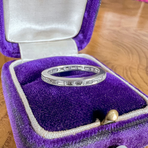 Vintage Baguette Diamond Eternity Wedding Band Ring sold by Doyle and Doyle an antique and vintage jewelry boutique
