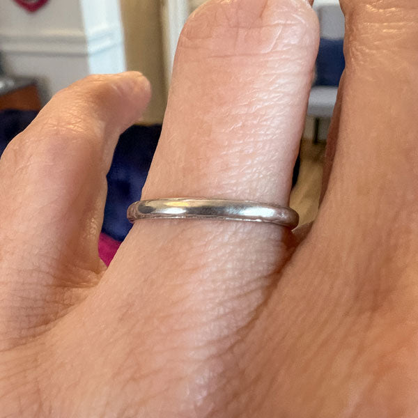 Vintage Platinum Wedding Band Ring sold by Doyle and Doyle an antique and vintage jewelry boutique