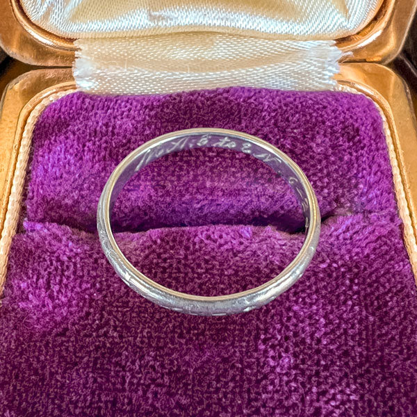 Vintage Platinum Wedding Band Ring sold by Doyle and Doyle an antique and vintage jewelry boutique