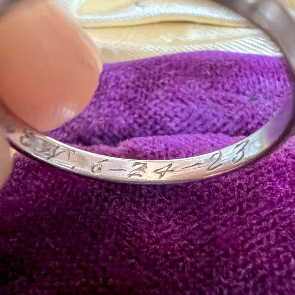 Vintage Platinum Wedding Band Ring sold by Doyle and Doyle an antique and vintage jewelry boutique