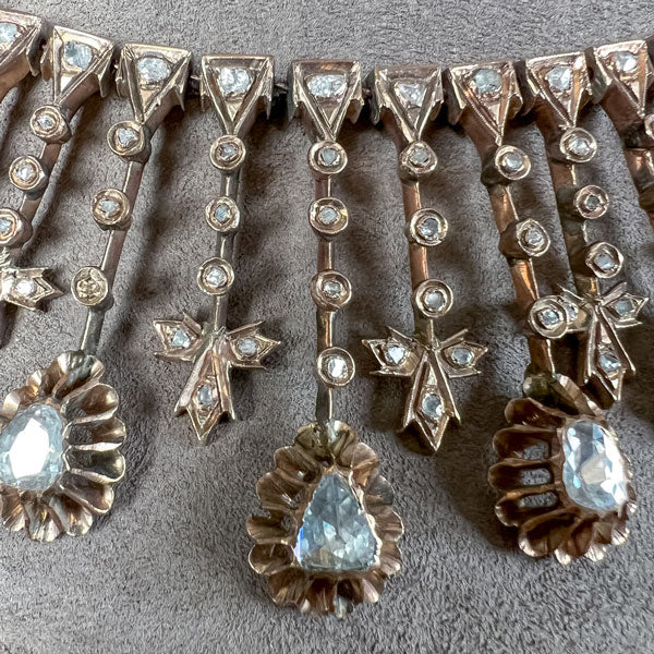 Antique Rose Cut Diamond Fringe Necklace in gold, sold by Doyle and Doyle an antique and vintage jewelry boutique
