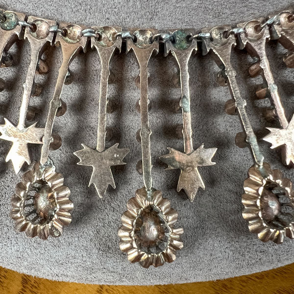 Antique Rose Cut Diamond Fringe Necklace in gold, sold by Doyle and Doyle an antique and vintage jewelry boutique