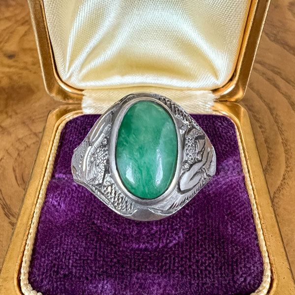 Vintage Jade Dragon Ring sold by Doyle and Doyle an antique and vintage jewelry boutique