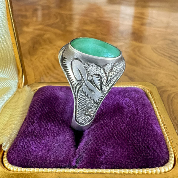 Vintage Jade Dragon Ring sold by Doyle and Doyle an antique and vintage jewelry boutique