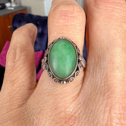 Vintage Jade Ring sold by Doyle and Doyle an antique and vintage jewelry boutique