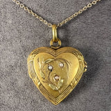 Vintage Pearl Gold Heart Locket ,sold by Doyle & Doyle antique and vintage jewelry boutique