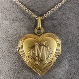 Vintage Pearl Gold Heart Locket ,sold by Doyle & Doyle antique and vintage jewelry boutique