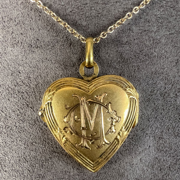 Vintage Pearl Gold Heart Locket ,sold by Doyle & Doyle antique and vintage jewelry boutique