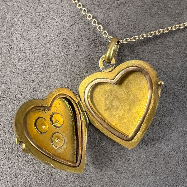 Vintage Pearl Gold Heart Locket ,sold by Doyle & Doyle antique and vintage jewelry boutique