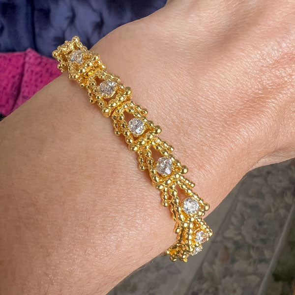 Vintage Old Mine Cut Diamond Bracelet sold by Doyle and Doyle an antique and vintage jewelry boutique