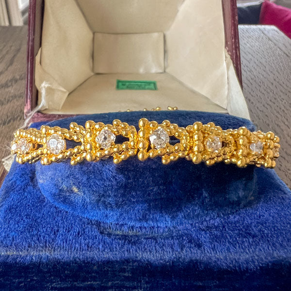Vintage Old Mine Cut Diamond Bracelet sold by Doyle and Doyle an antique and vintage jewelry boutique