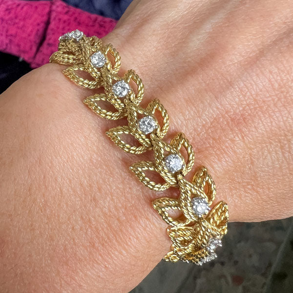 Vintage Diamond Leaf Bracelet sold by Doyle and Doyle an antique and vintage jewelry boutique