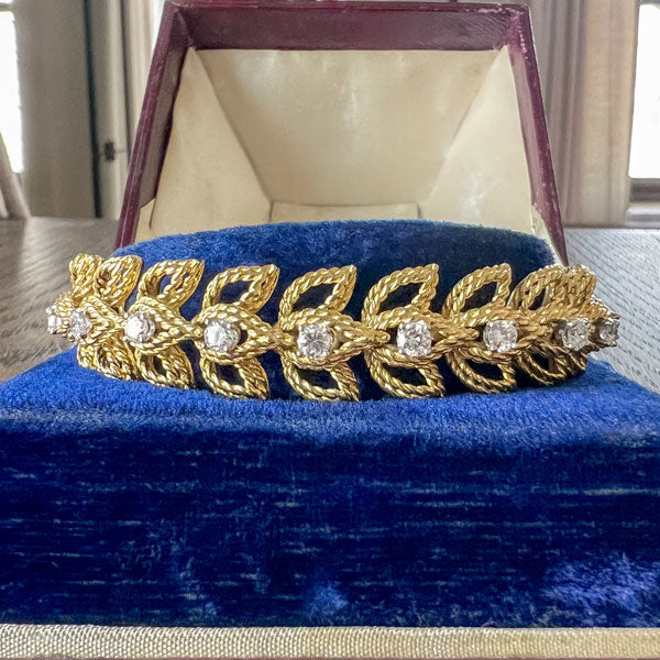 Vintage Diamond Leaf Bracelet sold by Doyle and Doyle an antique and vintage jewelry boutique