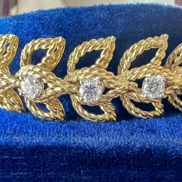 Vintage Diamond Leaf Bracelet sold by Doyle and Doyle an antique and vintage jewelry boutique