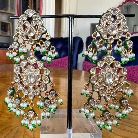 Vintage Indian Rose Cut Diamond Drop Earrings