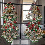 Vintage Indian Rose Cut Diamond, Pearl, and Enamel Drop Earrings, from Doyle & Doyle antique and vintage jewelry boutique