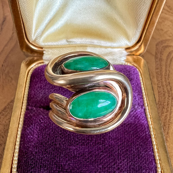 Vintage Jade Cabochon Ring sold by Doyle and Doyle an antique and vintage jewelry boutique