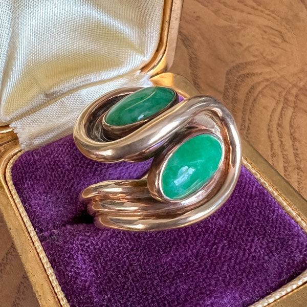 Vintage Jade Cabochon Ring sold by Doyle and Doyle an antique and vintage jewelry boutique