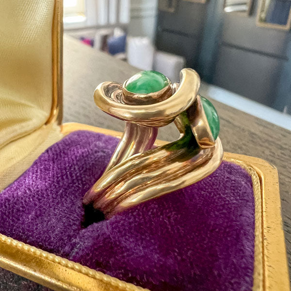 Vintage Jade Cabochon Ring sold by Doyle and Doyle an antique and vintage jewelry boutique
