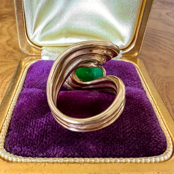 Vintage Jade Cabochon Ring sold by Doyle and Doyle an antique and vintage jewelry boutique