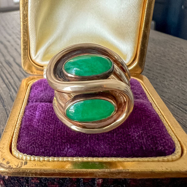 Vintage Jade Cabochon Ring sold by Doyle and Doyle an antique and vintage jewelry boutique