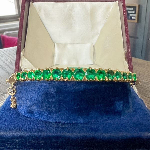 Vintage Emerald Bangle Bracelet sold by Doyle and Doyle an antique and vintage jewelry boutique