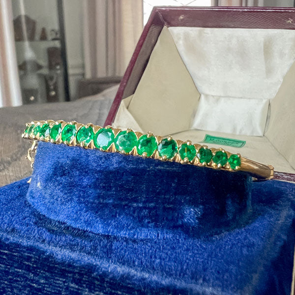 Vintage Emerald Bangle Bracelet sold by Doyle and Doyle an antique and vintage jewelry boutique