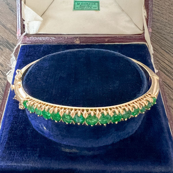 Vintage Emerald Bangle Bracelet sold by Doyle and Doyle an antique and vintage jewelry boutique