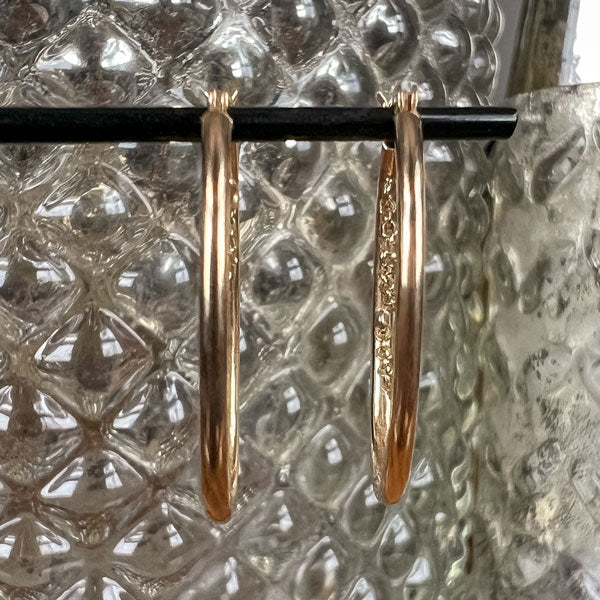 Vintage Oval Chained Hoop Earrings sold by Doyle and Doyle an antique and vintage jewelry boutique