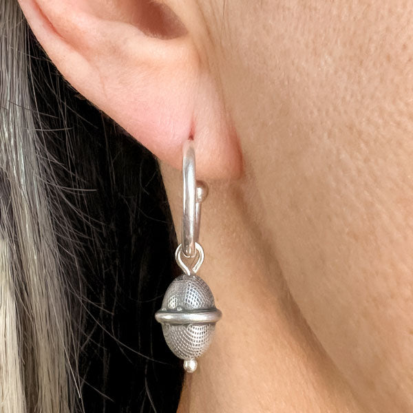 Vintage Silver Hoop Earrings sold by Doyle and Doyle an antique and vintage jewelry boutique