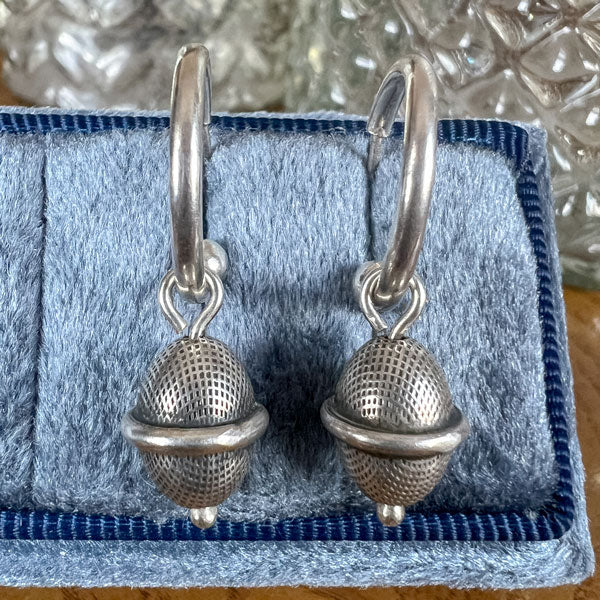 Vintage Silver Hoop Earrings sold by Doyle and Doyle an antique and vintage jewelry boutique