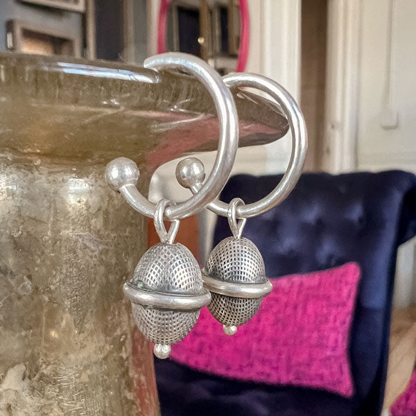 Vintage Silver Hoop Earrings sold by Doyle and Doyle an antique and vintage jewelry boutique