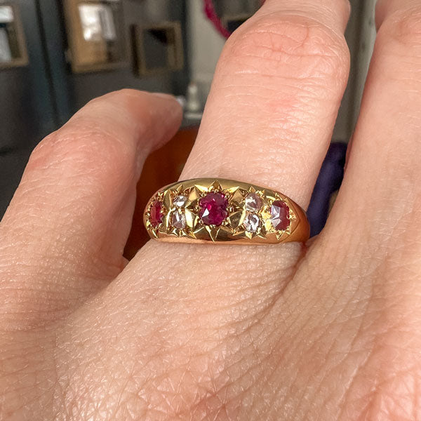 Antique Ruby & Diamond Ring sold by Doyle and Doyle an antique and vintage jewelry boutique