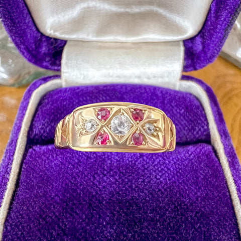 Antique Victorian Diamond & Ruby Ring sold by Doyle and Doyle an antique and vintage jewelry boutique
